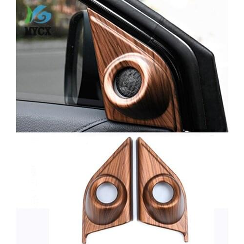 2Pcs/Set Peach Wood Grain Car Interior Front Door A Pillar Speaker Cover Trim Decoration Car Accessory For Honda CRV 2017-2019