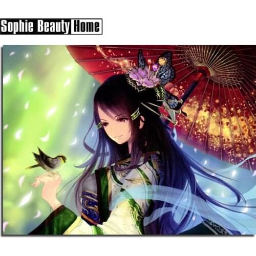 5D DIY Cartoon Diamond Painting Girl Full square round drill embroidery picture Diamond Mosaic Cross Stitch Home Decor 19C026