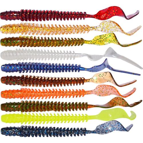 Afishlure Long Tail Grubs Fishing Lures Soft Plastics Maggot Bait Artificial Bait 3.2g 8pcs/bag Texas Rig Wobblers
