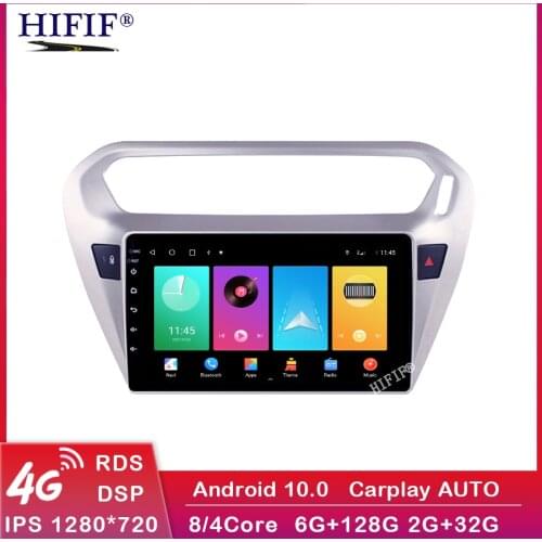 6G+128G Carplay 9'' Android 10 For PEUGEOT 301 Citroen Elysee 2014 - 2016 Car Radio Multimedia Video Player GPS