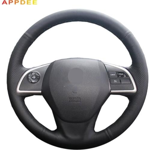 APPDEE Hand-stitched Black Leather Steering Wheel Cover for Mitsubishi Outlander 2013 2014 Mirage 2014 ASX