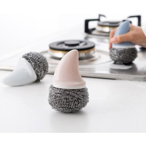 Cleaning Tools Creative Dish Brush with Handle Cleaning Ball Stainless Steel Cleaning Ball Kitchen Items Cleaning Supplies