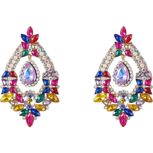 Magnifique Rhinestone Water Drop Dangle Earings For Women Fashion Jewelry Girls' Daily Collection Earrings Accessories