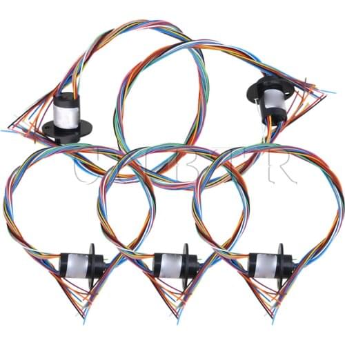 CNBTR 5PCS 12.5mm Black 12 Wire Capsule Compact Tiny Slip Ring Circuit 240V AC/DC