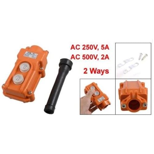 COB-61 2 Ways Hoist Crane Push Button Switch, 250V, 5 Amp, 500V, 2 Amp, Orange