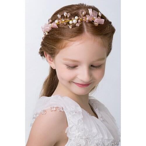 Tiaras Pearls Crystal Crown New Childrens Girl Headdress Princess Headband Head Flower Birthday Dance Performance Accessories