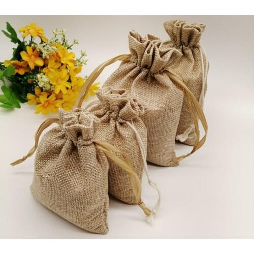 10pcs Jute Zak Jute Linen Drawstring Bag Gift Bag Jutte Zakjes Diy Handmade Jute Bag Pack Christmas Party Wedding Jewelry Pouch