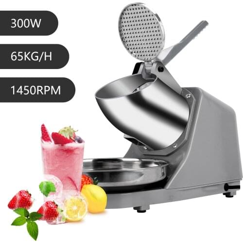 300W 65kg/h Electric Ice Crusher Snow Cone Machine Maker Ice Shaver Shaved Ice Machine Home