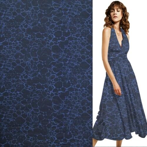 Fshion deep blue stripe silk Crepe DE chine fabric 16momme 55" width,SCDC738