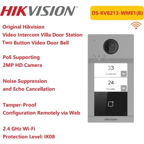 Hikvision Video Intercom Door Bell DS-KV8213-WME1(B) Wireless Card Read PoE Power Villa Outdoor Phone Station 3 Indicators