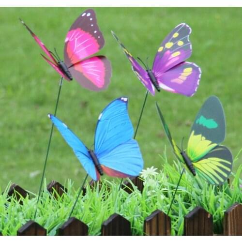 15Pcs/Lot 4/7cm Artificial Butterfly Garden Decorations Simulation Butterfly Stakes Yard Plant Lawn Decor Fake Miniature