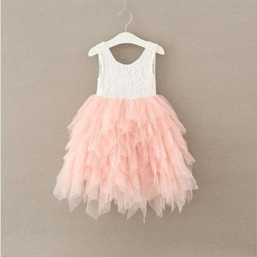Delicate children girls wedding lace dress baby ruffles princess puff cake dress party gown