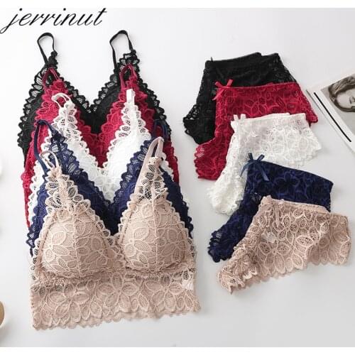 Jerrinut Push Up Bra Set For Women Underwear Lingerie Set Sexy Lace Brassiere Panties Bras With Briefs Female Intimates