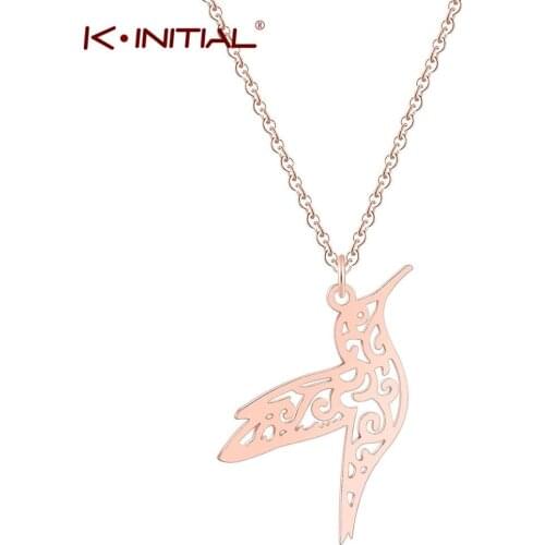 Kinitial Hummingbird Necklace Women Gold Animal Choker Jewelry Flying Bird Pendant Necklaces 18 '' Chain Drop Shipping