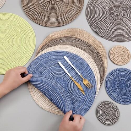 18/30/36cm Nordic Ramie Cotton Yarn Placemat Insulation Pad Dining Table Mat Bowl Pad Coasters Table Cloth Pad Anti-Slip Mat Pad