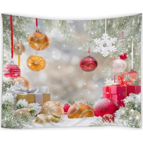 LAEDCIITI Textile backdrops for use photography Christmas Colorful Rope Ball Green Pine Branch New Year Themed Pattern Backdrop