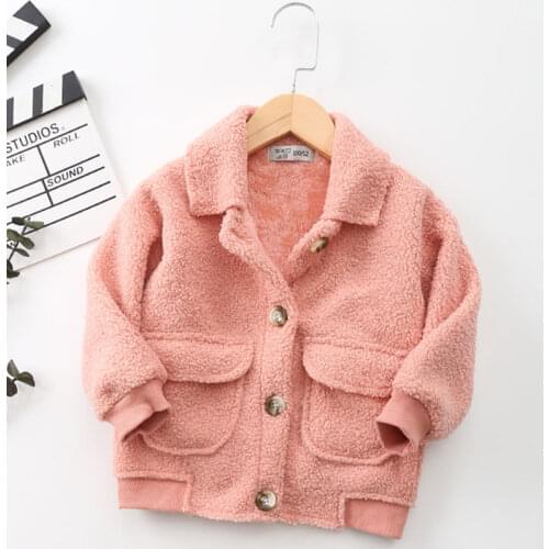 Fashion Faux Fur Jacket Children Autumn Winter Plus Velvet Kids Warm Outerwear Coat For Baby Boys Girls 100-140CM TX350