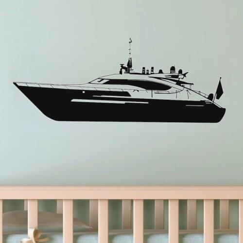 Motor Boat Yacht Wall Sticker Transportation Home Decor Mural Living Room Kids Children Boys Room Wall Decoration