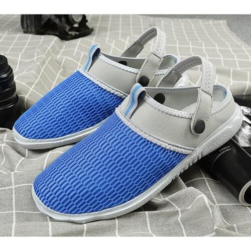 Men 39 s mesh sandals hollow lightweight breathable holes casual clogs new 2019 summer shoes garden beach eva slippers male home