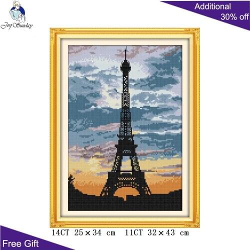Joy Sunday Dusk Tower Needlepoint F786 Counted and Stamped Home Decor The Tower At Dusk Embroidery DIY Cross Stitch Kits