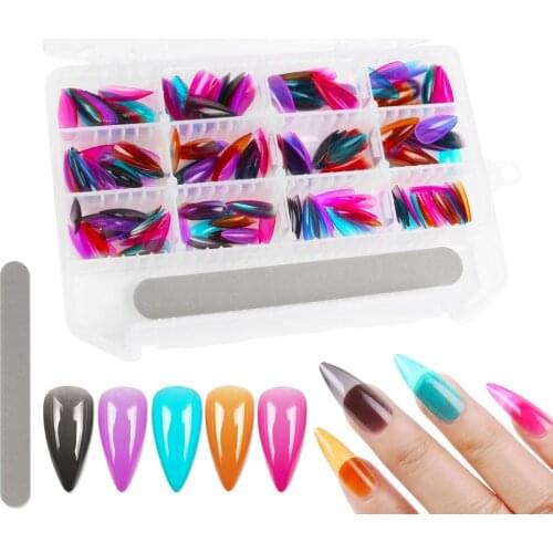 240pcs/Set Fake Nails Claw Shape Full Cover Beauty Colorful Nails Ladies Press On Designed False Nails Art Tips
