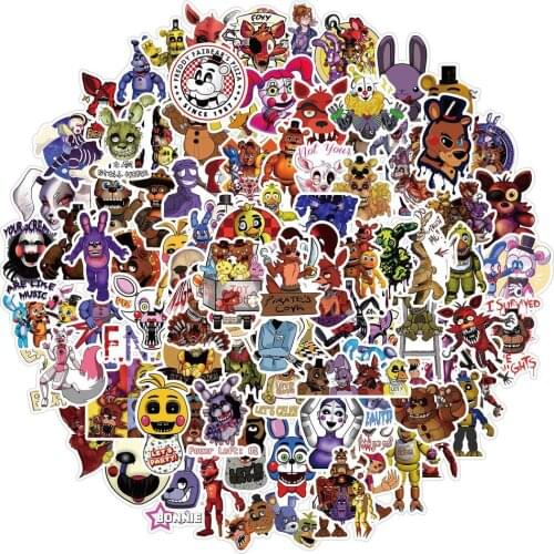 50/100Pcs/lot Five Nights At Freddy Decal Sticker For Car Laptop Bicycle Notebook Backpack Waterproof Stickers Stickers gifts