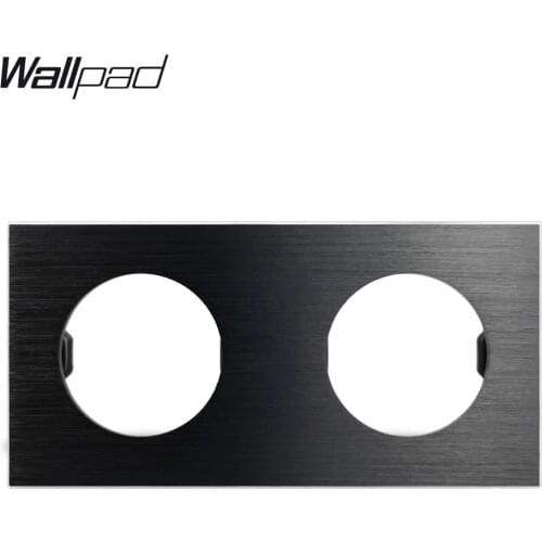 Wallpad L6 DIY Black Double Frame Brushed Aluminum Wall Switch Socket Metal Plate Free Combination, 172*86mm