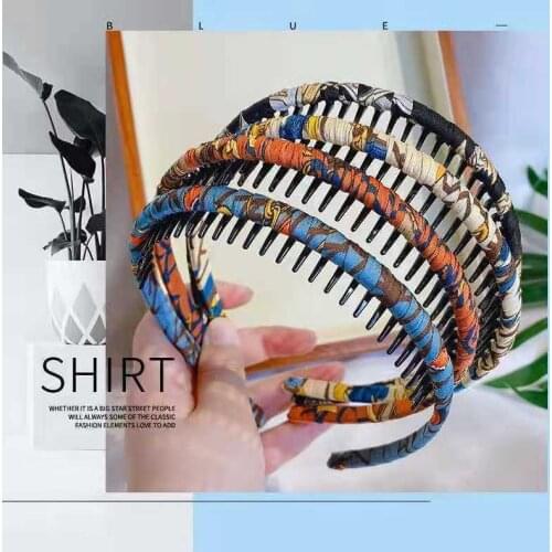 2021 New Fashion Cute flower Anti-skid with teeth headband All-match Hair Accessories 5# Colors