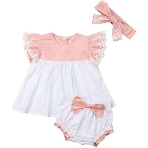 Newborn Baby Girls Clothes 3PCS Tops Dress Shorts Pants Headband Outfits 0-24M Little Princess Clothes