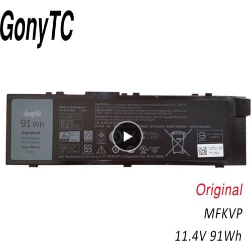 GONYTC MFKVP Original Laptop Battery 0FNY7 T05W1 For Dell For Precision 7510 7710 M7710 7720 11.4V 91WH