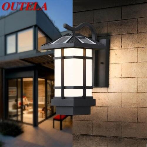 OUTELA Solar Wall Light Fixture Outdoor Modern LED Sconce Waterproof Patio Lighting For Porch Balcony Courtyard Villa Aisle