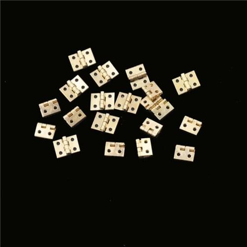 20Pcs Mini Cabinet Door Hinges Brass Plated Hinge Small Decorative Jewelry Wooden Box Furniture Accessories 8mm*10mm