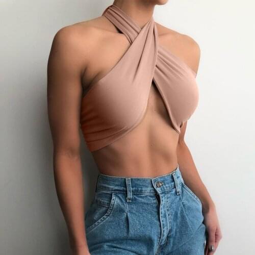 Sexy Women Crop Tops Halter Bandage Corset Summer Beach Wear Halter Tank Top Backless Sleeveless Camis Party Clubwear Tops