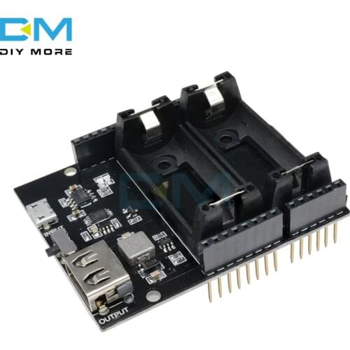 ESP8266 ESP32 2 Double Dual 16340 Rechargeable Lithium Battery Charger Shield Board Power Bank Module For Arduino UNO R3