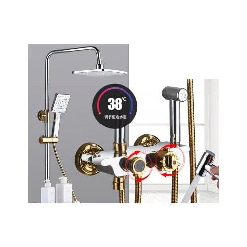 Platinum shower set thermostatic bathtub faucet bathtub faucet with display digital intelligent temperature control shower set