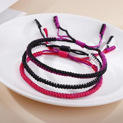 Handmade Tibetan Buddhist Braided Bracelet & Bangle Adjustable Knot Lucky Original Nylon Rope Mixed Color Women Men Bracelets