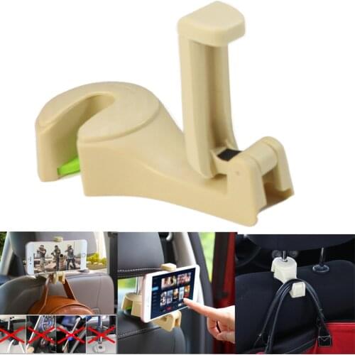 2 in 1 Car Seat Hook With Mobile Phone Holder Seat Back Hanging Bag Sundries Storage Watching TV Bracket Car Headrest Hook