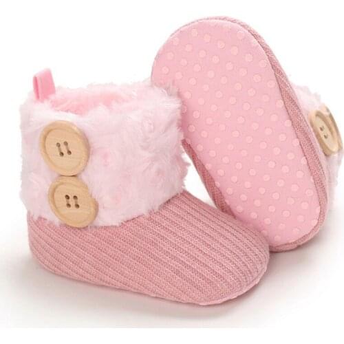 Casual Shoes First Walker Newborn Cute Non-slip Soft Sole Shoe 0-18M Baby Girl Boy Cotton Knitting Boots Buckle