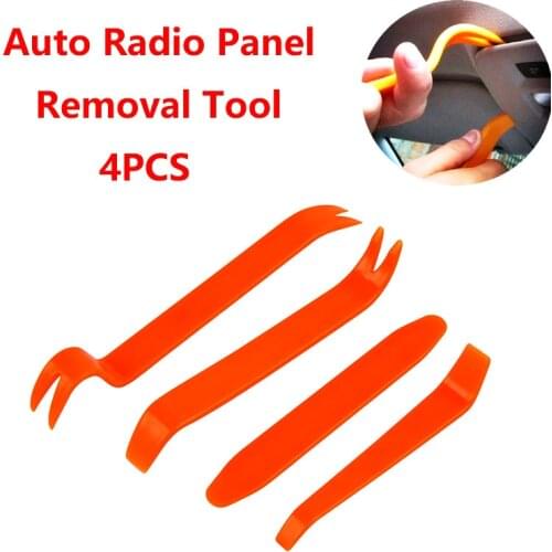 Professional 4PCS Orange ABS Automobile Audio Door Clip Panel Trim Dash Auto Radio Removal Pry Tools Set Car Panel Removal Tool