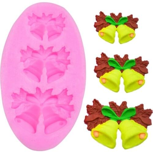 Silicone Cake Mold Christmas Dessert Candy Fondant Cookie Mould Xmas Reindeer Bells Shape Cake Decor DIY Chocolate Baking Tools