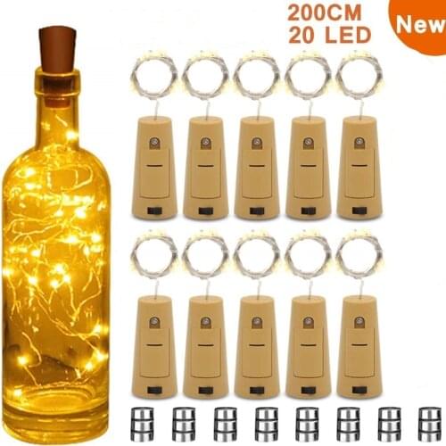 Wine Bottle Lights with Cork 2M 20LED Copper Wire Colorful Fairy Lights String for Party Wedding Indoor Christmas Decoration