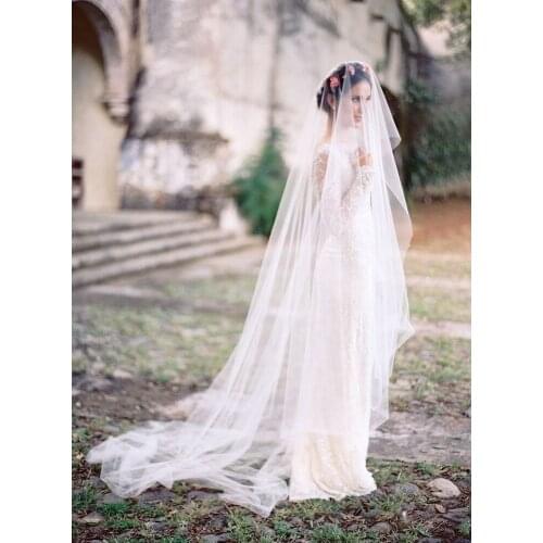 Three Meters Bride Long Sails Ivory White One Layers Tulle Veiles Wedding Bridal