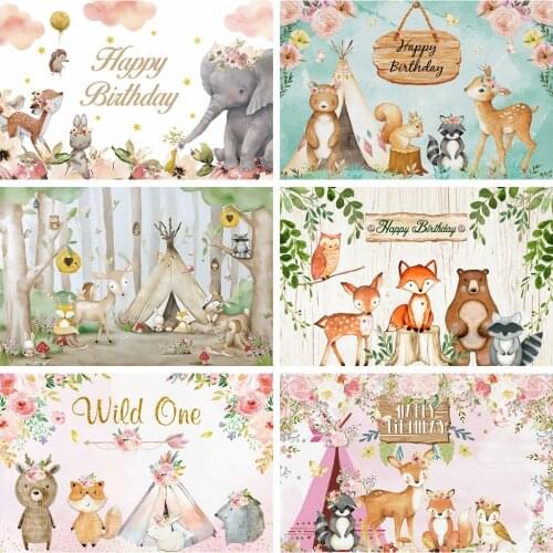 Laeacco Wild Animal Safari Sweet Birthday Party Baby Shower Customized Poster Banners Backdrop For Photography Vinyl Background