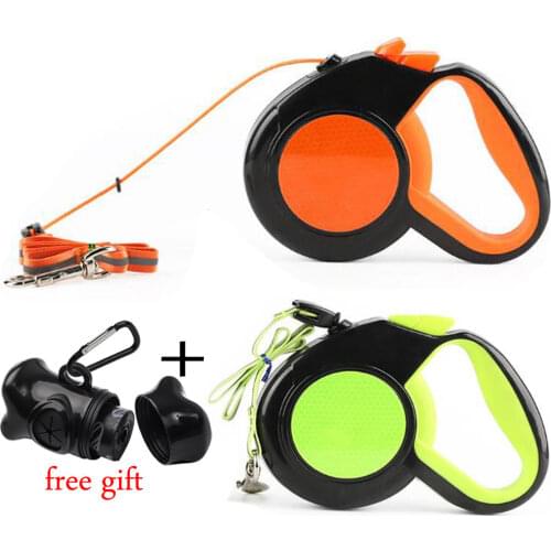 Retractable Dog Leash Nylon Extending Walking Reflective Leads Running Lead for Small Large Dogs With Dog Dispenser 10Ft 16Ft