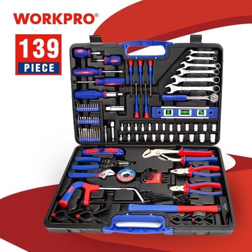 WORKPRO 139PC Home Tools Household Tool Set Screwdrivers Set Pliers Sockets Spanner Wrench