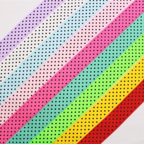 YJHSMY 1" (25mm) 10style 5yard/lot Printed Dots Ribbon,Solid Grosgrain Ribbon Diy (Black dot) YD2