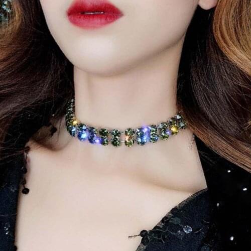 Luxury Bling Choker Pendant Necklace for Woman Party Fine Jewelry Double Layer Rhinestone CZ Female Necklaces Collier Bijoux