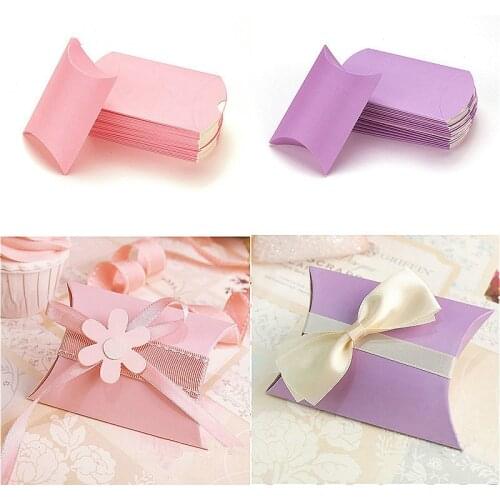10pcs/set Colorful Paper Pillow Candy Box Present Pouch Kraft Wedding Favors Gift Candy Boxes Home Party Birthday Supply