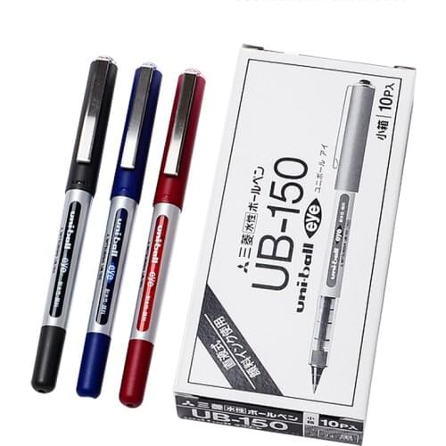 10PCS Japan MITSUBISHI Straight Liquid Type Ball Pen UB-150 Rollerball Pen 0.5mm Student Office Gel Pen Classic Durable