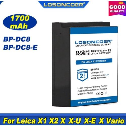 100% Original LOSONCOER 1700mAh BP-DC8 BP-DC8-E For LEICA X Vario X1 X2 X Typ113 X-U Typ113 X-E Typ102 Typ107 Camera Battery